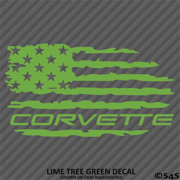 American Flag: Corvette Distressed Flag Vinyl Decal