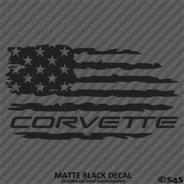 American Flag: Corvette Distressed Flag Vinyl Decal