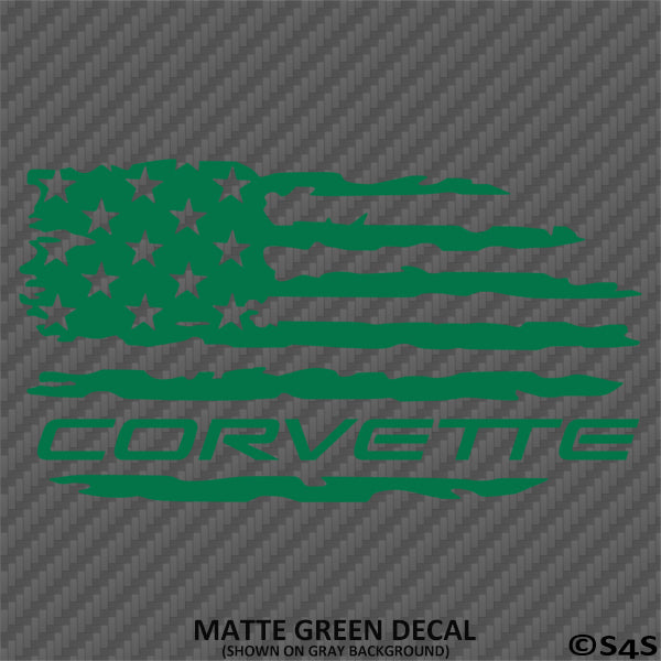 American Flag: Corvette Distressed Flag Vinyl Decal