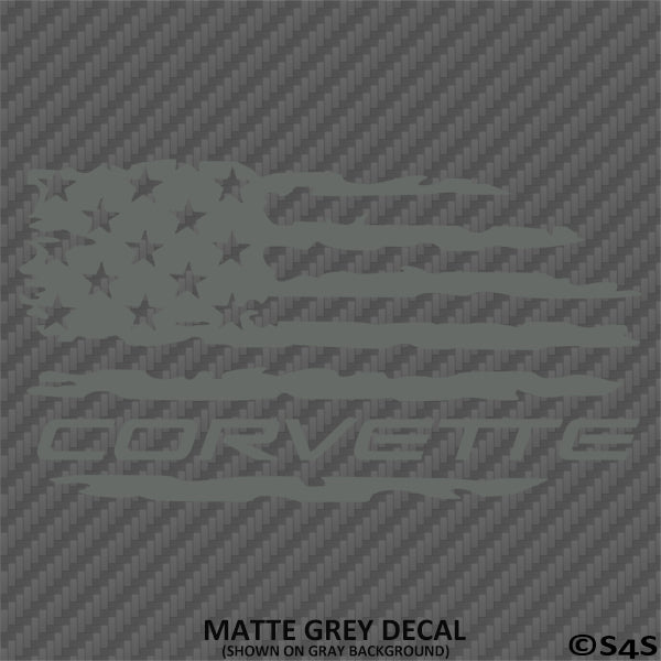 American Flag: Corvette Distressed Flag Vinyl Decal