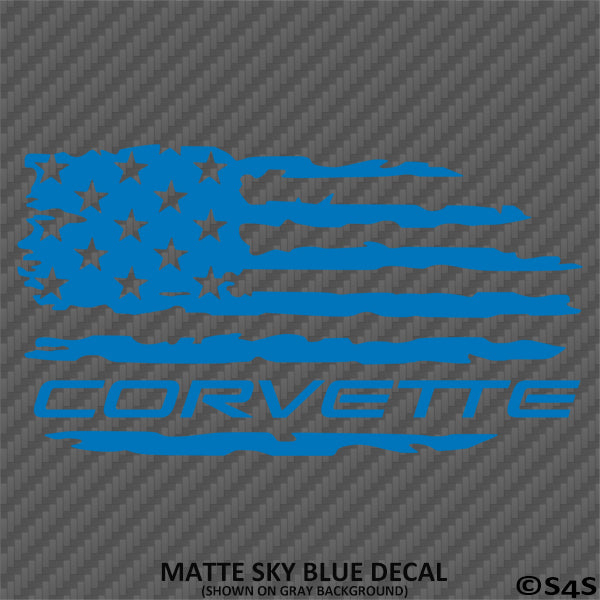 American Flag: Corvette Distressed Flag Vinyl Decal