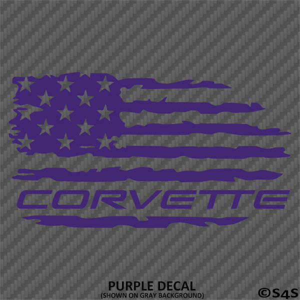 American Flag: Corvette Distressed Flag Vinyl Decal