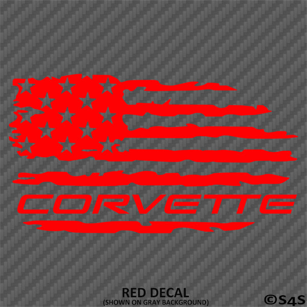 American Flag: Corvette Distressed Flag Vinyl Decal