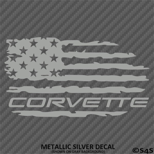 American Flag: Corvette Distressed Flag Vinyl Decal