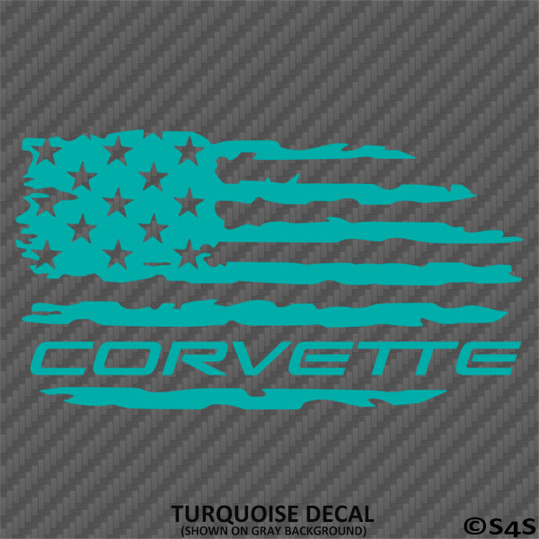 American Flag: Corvette Distressed Flag Vinyl Decal