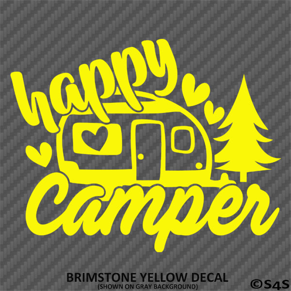 Happy Camper Camping Vinyl Decal Style 2