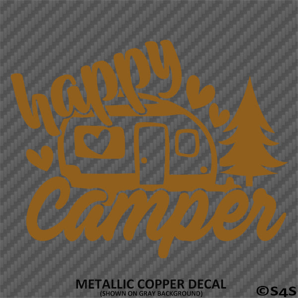 Happy Camper Camping Vinyl Decal Style 2