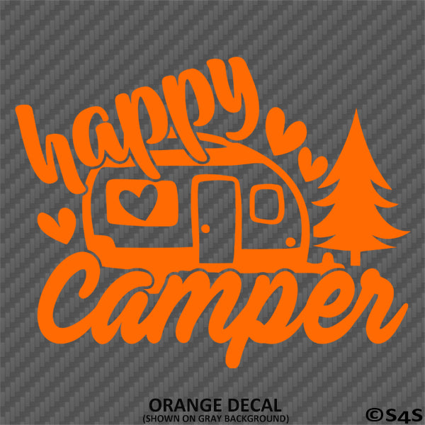 Happy Camper Camping Vinyl Decal Style 2