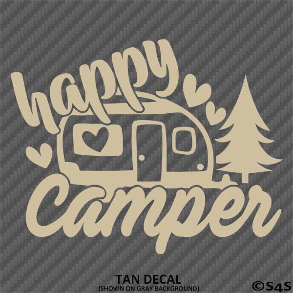 Happy Camper Camping Vinyl Decal Style 2