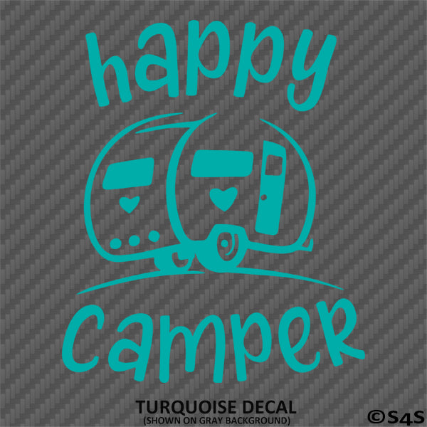 Happy Camper Camping Vinyl Decal Style 3