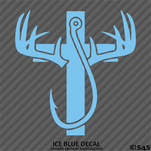 crossed fishing hooks svg Hunting Fishing Religion Cross Vinyl Decal – S4S Designs