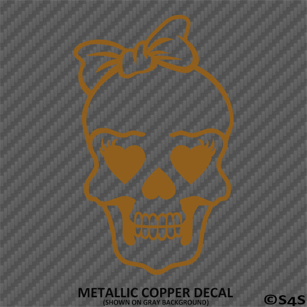 Lady Skull With Bow Vinyl Decal