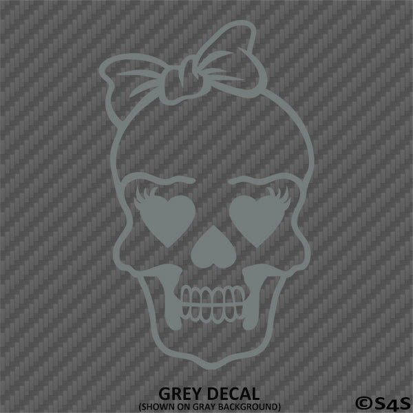 Lady Skull With Bow Vinyl Decal