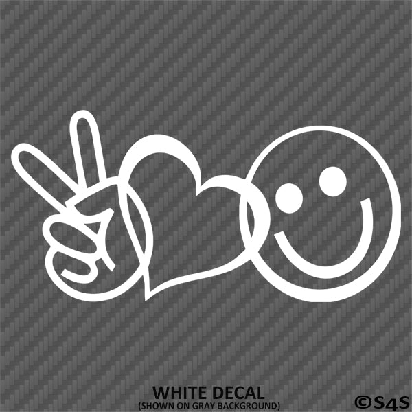 Peace, Love, Happy Smiley Face Vinyl Decal