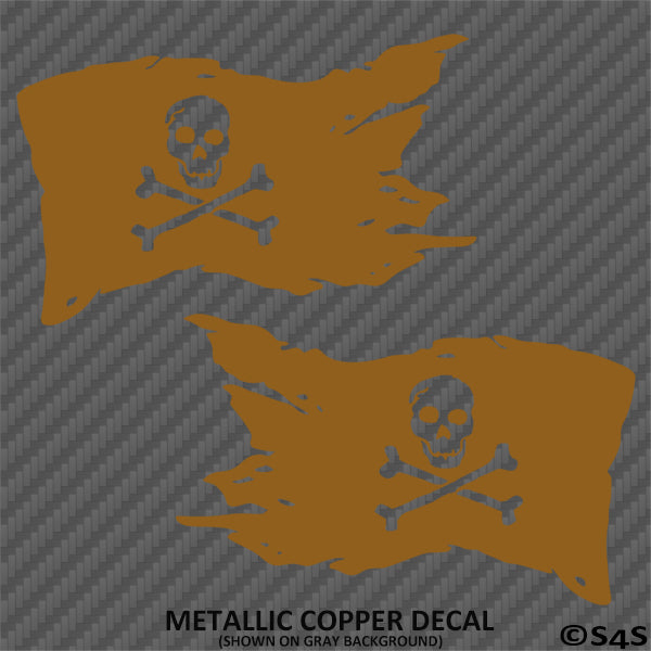 Pirate Flag Skull And Crossbones Caribbean Ship Vinyl Decal (PAIR)