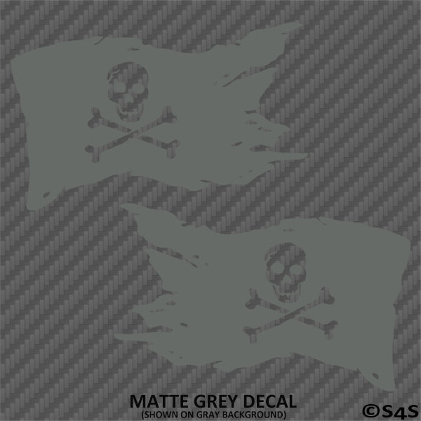 Pirate Flag Skull And Crossbones Caribbean Ship Vinyl Decal (PAIR)