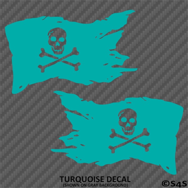 Pirate Flag Skull And Crossbones Caribbean Ship Vinyl Decal (PAIR)