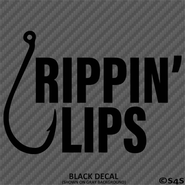 Rippin' Lips Funny Fishing Vinyl Decal