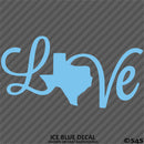 Love: Texas State Silhouette Vinyl Decal