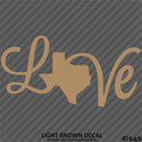 Love: Texas State Silhouette Vinyl Decal