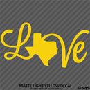 Love: Texas State Silhouette Vinyl Decal