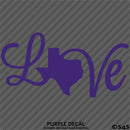 Love: Texas State Silhouette Vinyl Decal
