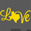 Love: Texas State Silhouette Vinyl Decal
