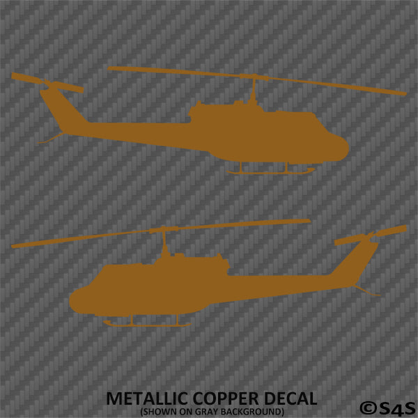 UH-1 Huey Helicopter Silhouette Army Military Vinyl Decal (PAIR)