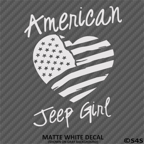 American Jeep Girl Heart Vinyl Decal - S4S Designs