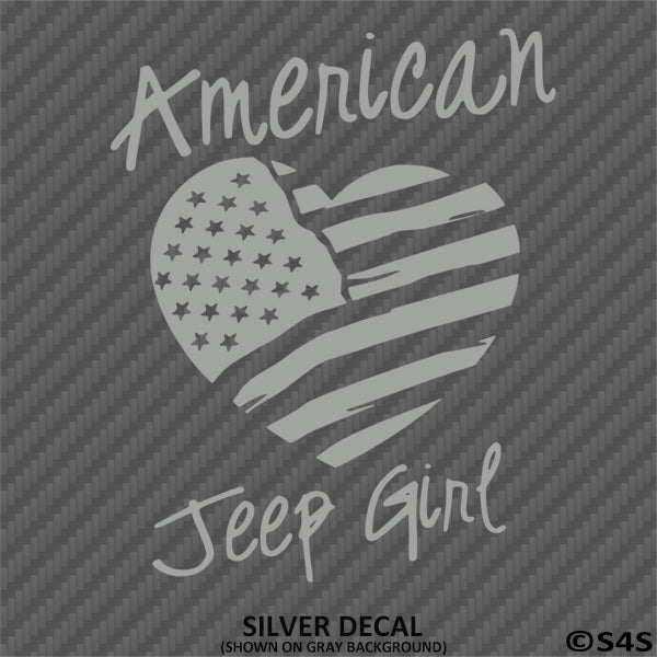 American Jeep Girl Heart Vinyl Decal - S4S Designs