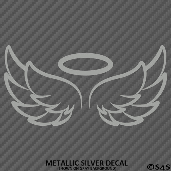 Angel Wings With Halo Memorial Vinyl Decal