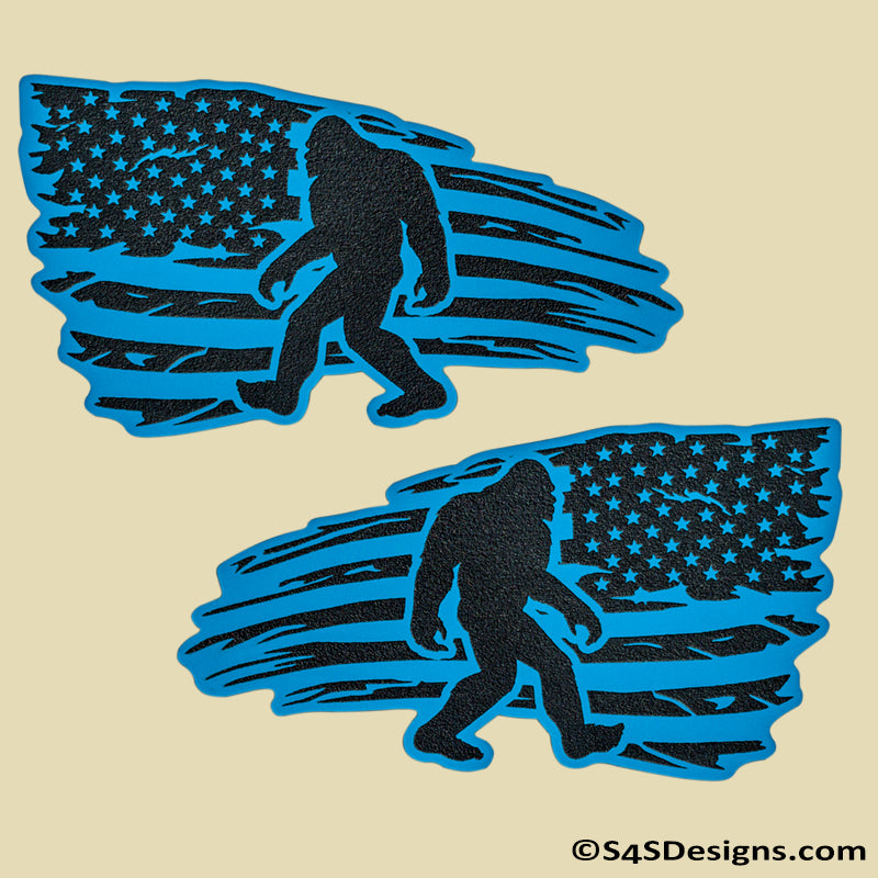 Distressed Flag Set: Sasquatch/Bigfoot Acrylic Badge Matte Blue/Black - S4S Designs