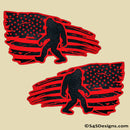 Distressed Flag Set: Sasquatch/Bigfoot Acrylic Badge Matte Red/Black - S4S Designs