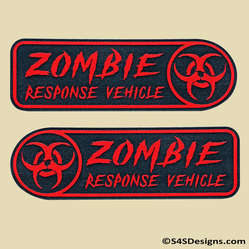 "Zombie Response Vehicle" Bio-Hazard Acrylic Badge Set Matte Red/Black - S4S Designs