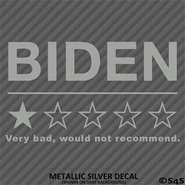 Biden One Star Review Funny Political Vinyl Decal