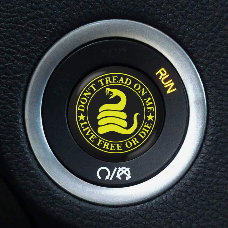 Starter Button Overlay for Dodge Challenger/Charger: Don't Tread On Me - Black/Yellow - S4S Designs