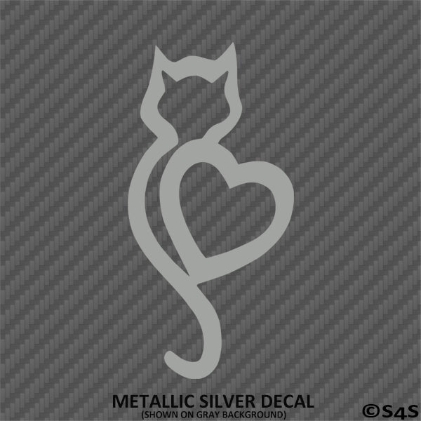 Cat & Heart Silhouette Vinyl Decal