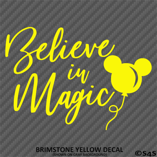 Believe In Magic Mickey Mouse Balloon Ears Disney Inspired Vinyl Decal