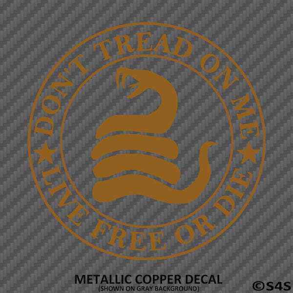Don't Tread On Me Live Free Or Die 2A Vinyl Decal - S4S Designs