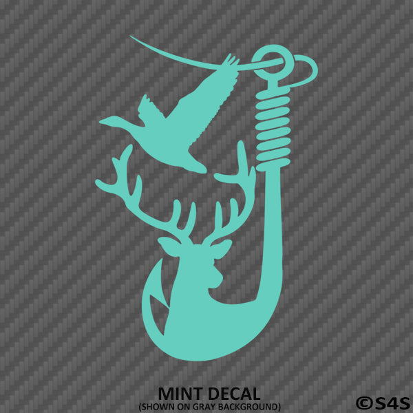 deer duck fish hook Duck, Buck and Fish Hook Vinyl Decal Version 2 – S4S Designs