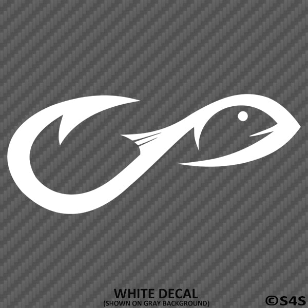 Fish Hook Silhouette Fishing Vinyl Decal - S4S Designs