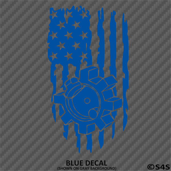 American Flag: Distressed Patriotic AR Bolt Vertical Vinyl Decal - S4S Designs