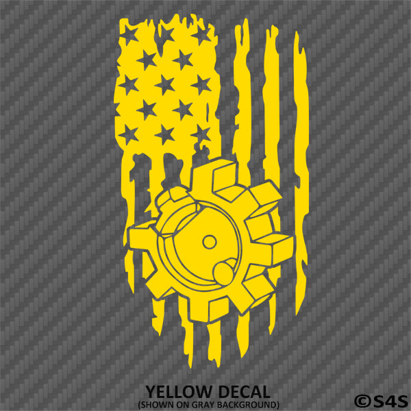 American Flag: Distressed Patriotic AR Bolt Vertical Vinyl Decal - S4S Designs