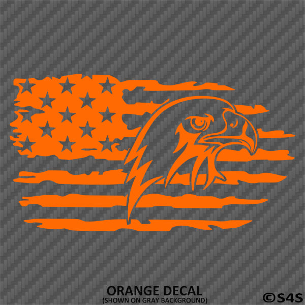 American Flag: Distressed Patriotic Eagle Horizontal Vinyl Decal - S4S Designs
