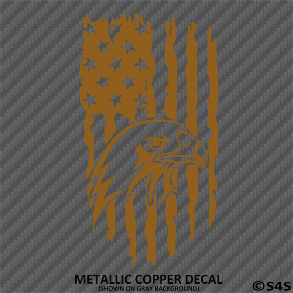 American Flag: Distressed Patriotic Eagle Vertical Vinyl Decal - S4S Designs