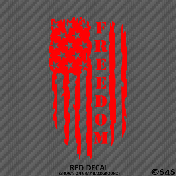 American Flag: Distressed Patriotic "Freedom" Vertical Vinyl Decal