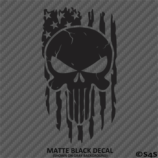 American Flag: Distressed Patriotic Punisher Skull Vertical Vinyl Decal
