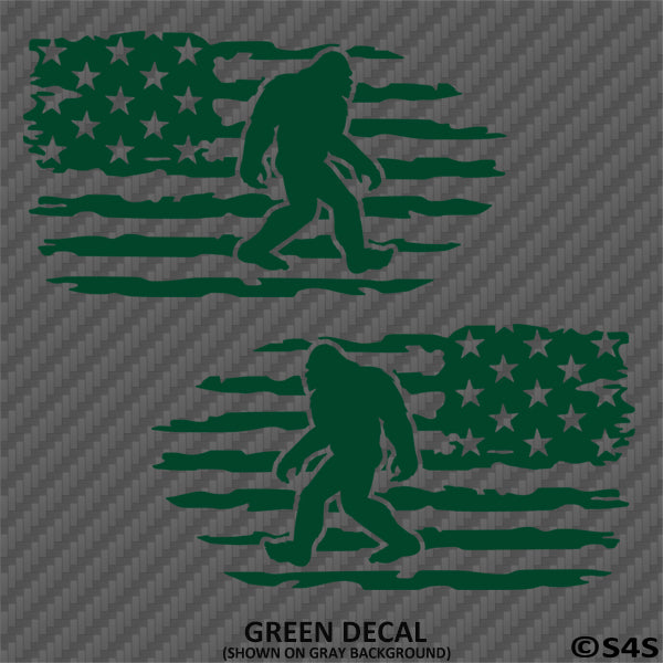 Distressed Flag: Sasquatch Big Foot Pair Vinyl Decal - S4S Designs