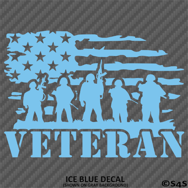 American Flag: Veteran Soldiers Silhouette Patriotic Vinyl Decal