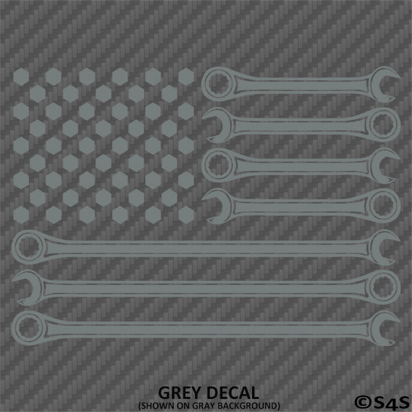 American Flag: Bolts And Wrenches Vinyl Decal